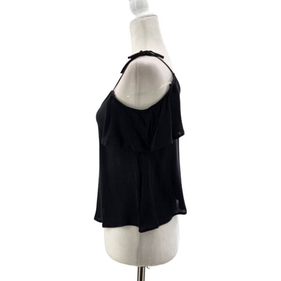 NWT PPLA Dylan Top Semi-Crop Black Tie Strap Blouse Top Womens Small - Picture 3 of 8